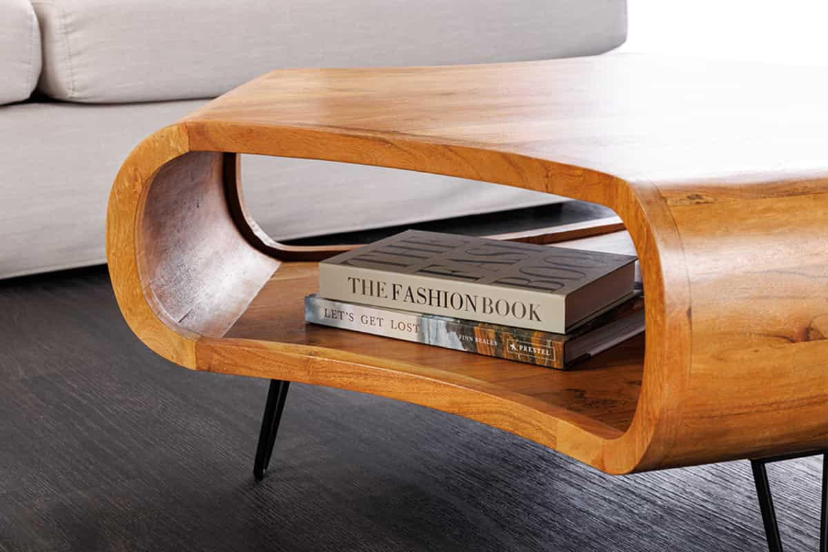 COUCHTISCH ORGANIC LIVING Akazie Braun 90cm - Schwarz/Braun, Holz/Metall (80/90/38cm) - riess-ambiente