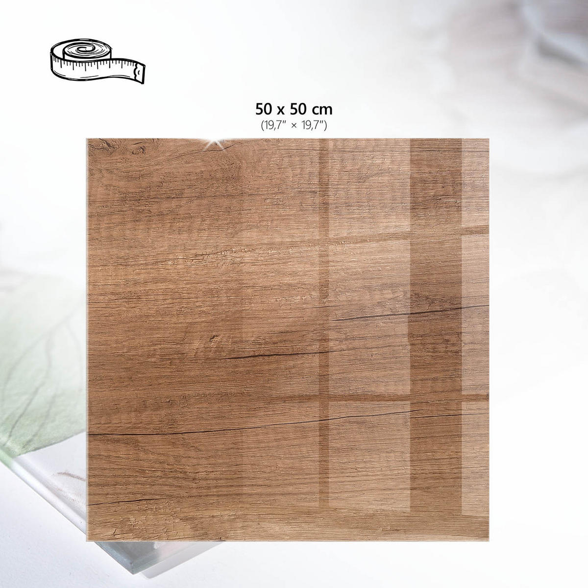 TISCHPLATTE 50x50 cm – Warmes Holz - Grau, Glas (50/50/0.4cm) - Wallfluent