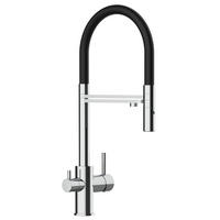 3-WEGE-KÜCHENARMATUR, Verchromt und Schwarz, 2-Strahl-Brause - Schwarz, Metall (20.8/50.8/20.8cm) - VIZIO