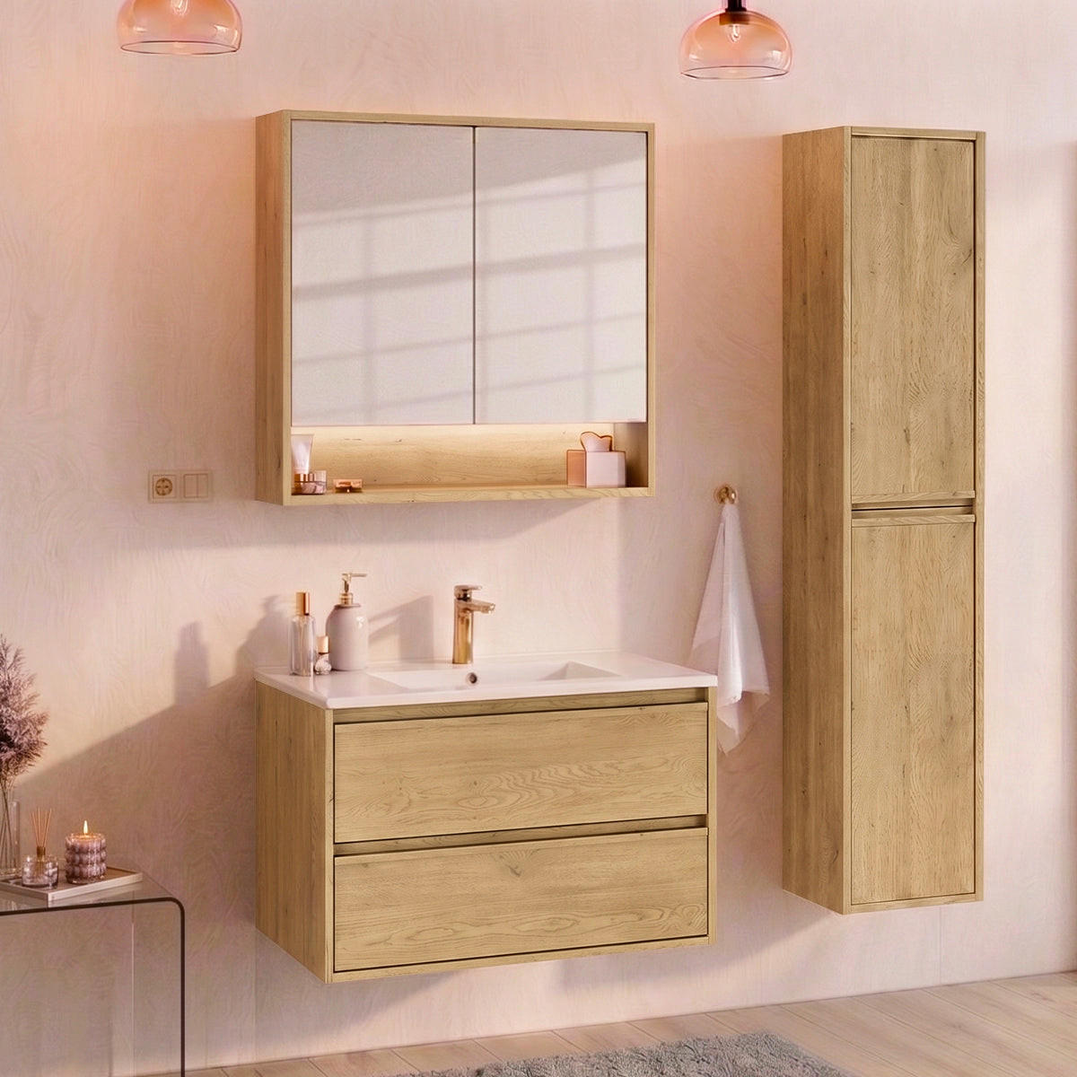 WASCHTISCH 81cm Edmé Holz - Braun, Holzwerkstoff (81/52/46cm) - Petits-meubles