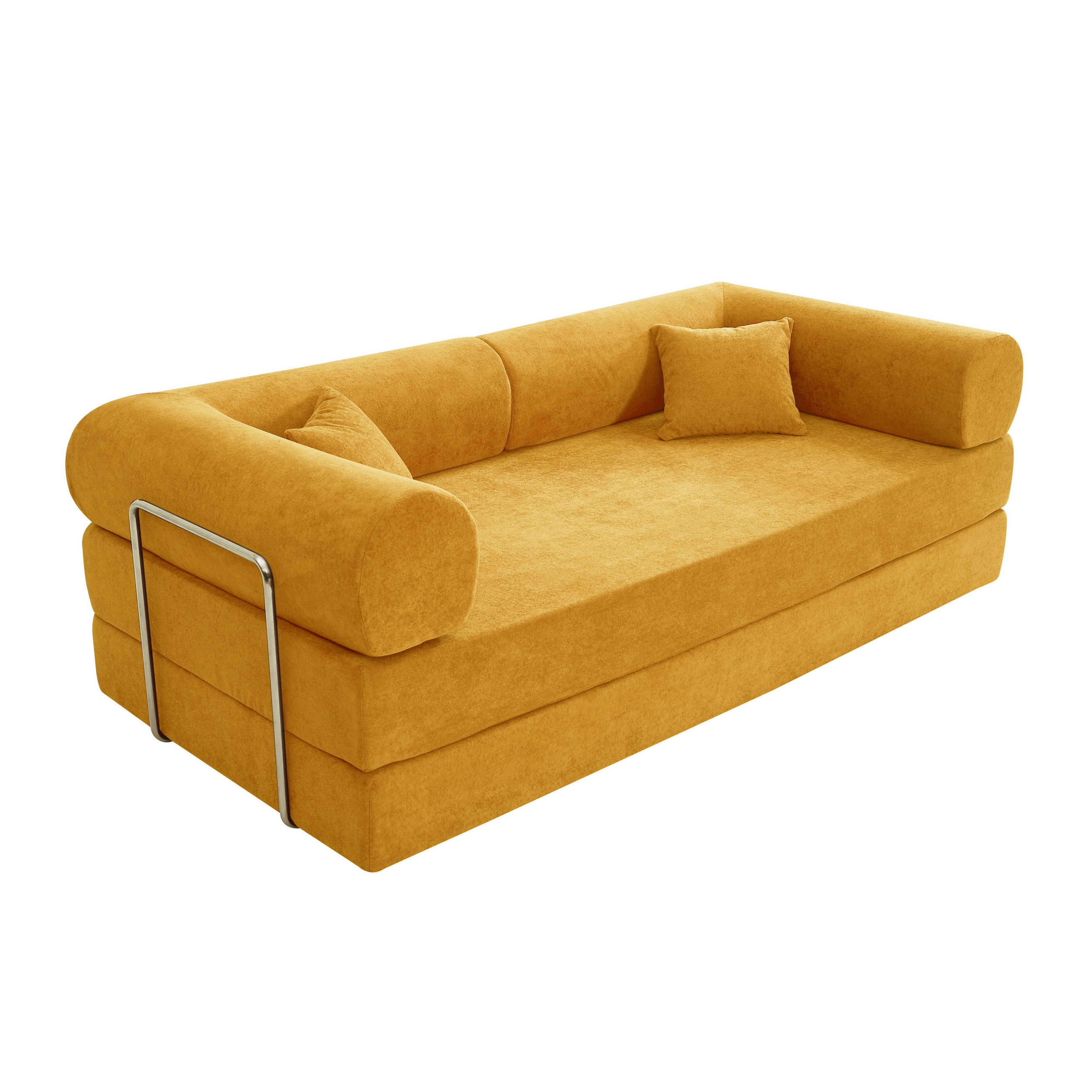 SCHLAFSOFA mit 2 Sitzplätzen, Gelb - Gelb, Textil (204/67/102cm) - Oviala