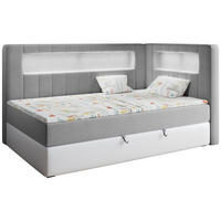 BOXSPRINGBETT JUNIOR GOLD 3 90/200 Grau/Weiß - rechte Seite - Weiß/Grau, Holz/Textil (90/200cm) - MKS