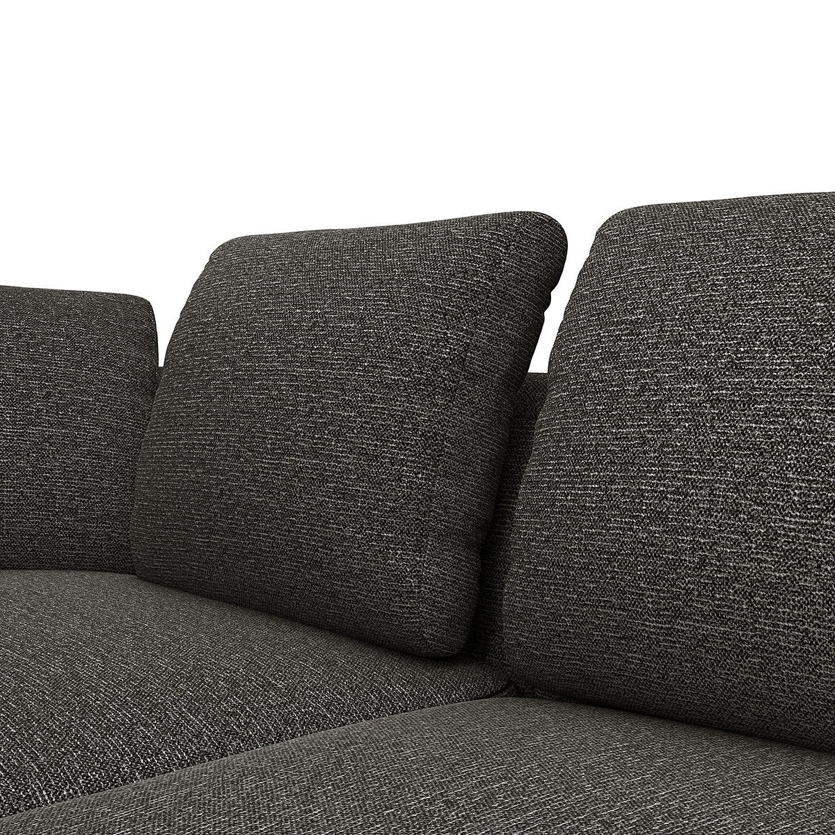 ECKSOFA mit Longchair - Anthrazit/Schwarz, Kunststoff/Textil (276/146cm) - home24