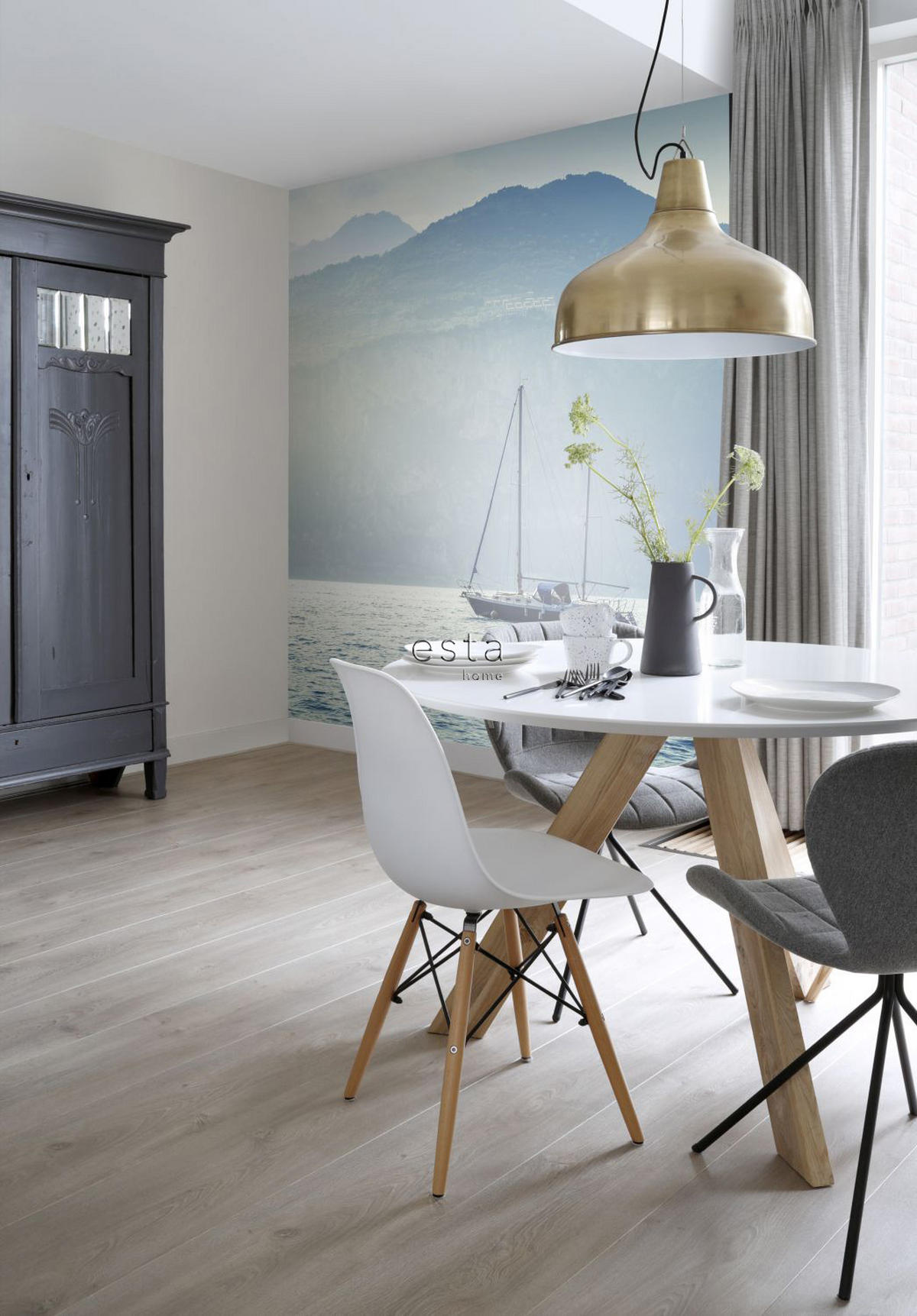 FOTOTAPETE Segelboot 186 x 279 cm - Blau, Papier (186/279cm) - ESTAhome