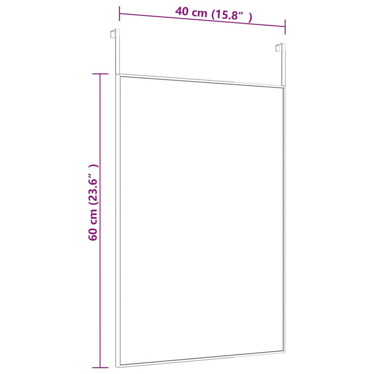TÜRSPIEGEL Schwarz 40x60 cm Glas und Aluminium - Schwarz, Metall (40/60/1cm) - furnicato