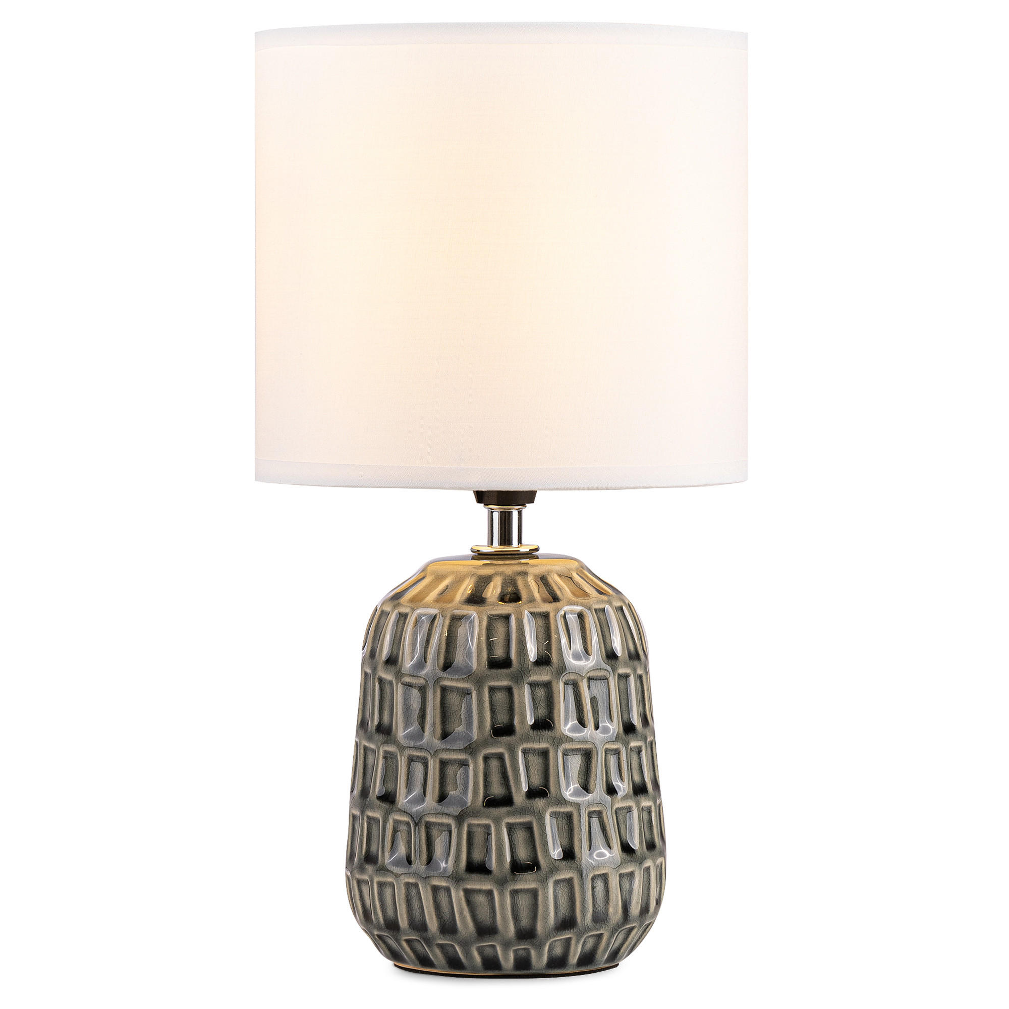 TISCHLAMPE STANDI, Grau, Weiß - Grau, Keramik/Textil (16.5/16.5/31.5cm) - KONSIMO®