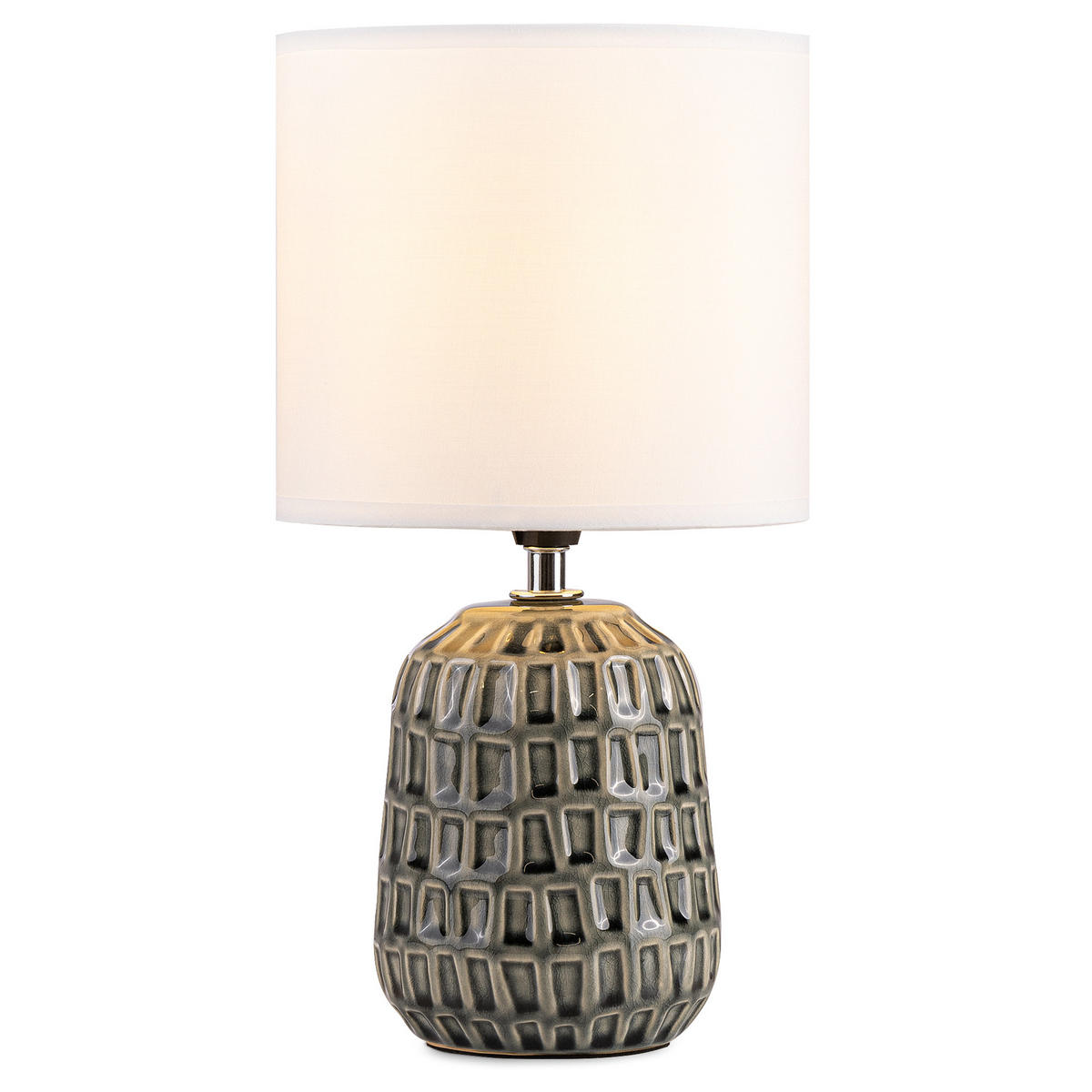TISCHLAMPE STANDI, Grau, Weiß - Grau, Keramik/Textil (16.5/16.5/31.5cm) - KONSIMO®