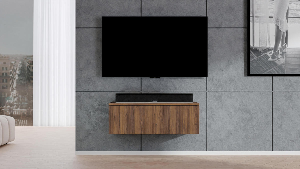 LOWBOARD Loriano 100 Nussbaum Warmia 100/34/32 cm – TV Board - Nussbaumfarben, Holzwerkstoff (100/34/32cm) - AX Living