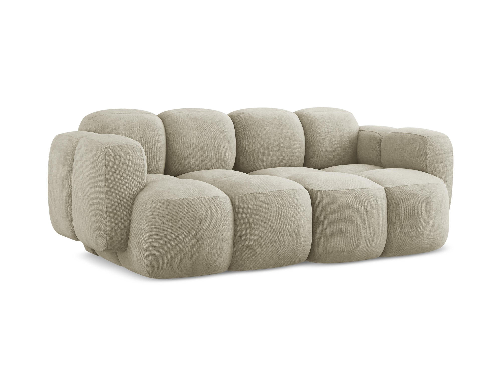 2-SITZER SOFA Chenille Stoff Beige - Beige/Schwarz, Holzwerkstoff/Kunststoff (210/72/115cm) - Makamii