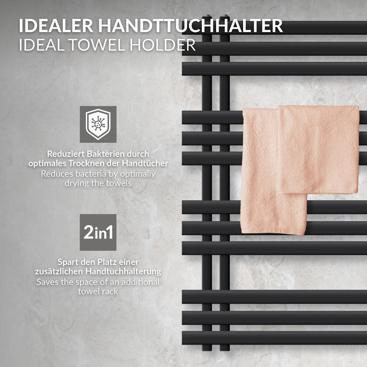 BADHEIZKÖRPER Iron EM 600x1000 Schwarz - Schwarz, Metall (60/100/3cm) - LuxeBath
