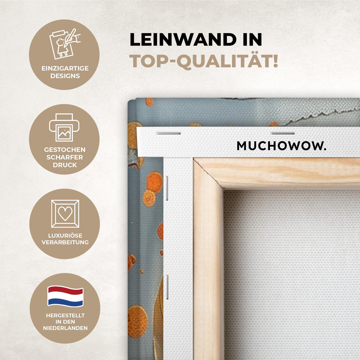 LEINWANDBILD 2er Set Blume - Gold - Abstrakt - Farbe 120x90 cm - Creme, Textil (120/90cm) - MuchoWow