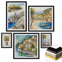 WANDBILDER 5er-Set - 50x50 cm & 20x30 cm & 40x60 cm Schwarzer Rahmen - Monochromatische Brückentürme - Schwarz, Kunststoff (40/60cm) - ArtPrintCave