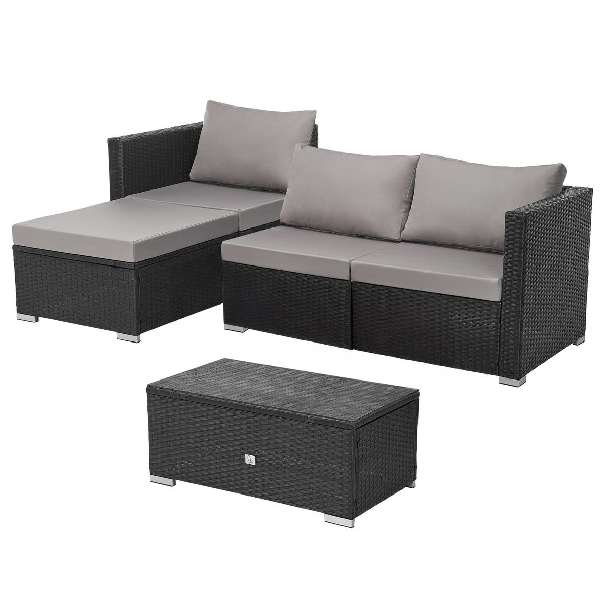 GARTENLOUNGE Queens Schwarz - Schwarz/Grau, Kunststoff - SVITA