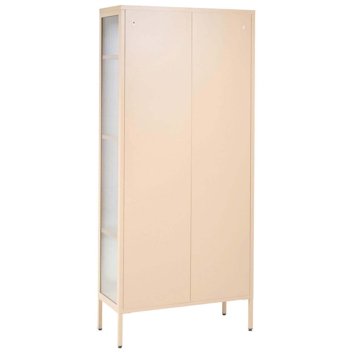 VITRÍNA se skleněnými dveřmi Kov 80 cm Béžová Foxton - béžová, kov (80/181/35cm) - Beliani
