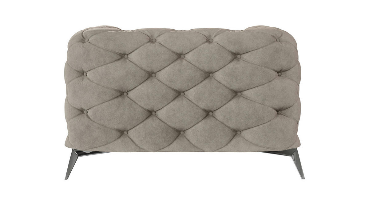 CHESTERFIELD-SESSEL Laura Dunkle Creme Samt - Silberfarben/Creme, Holz/Textil (125/75/100cm) - S-Style Möbel
