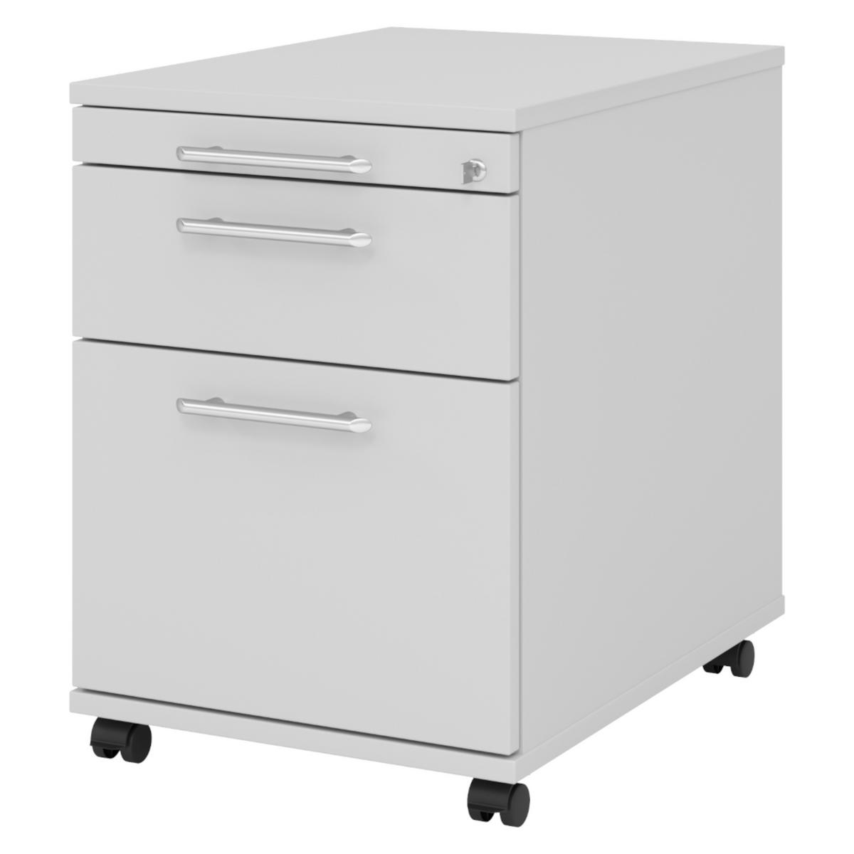 ROLLCONTAINER - mit Hängeregistratur 58/42,8/59 cm in Grau Relinggriff (Kunststoff) - Grau, Holzwerkstoff (42.8/59/58cm) - bümö