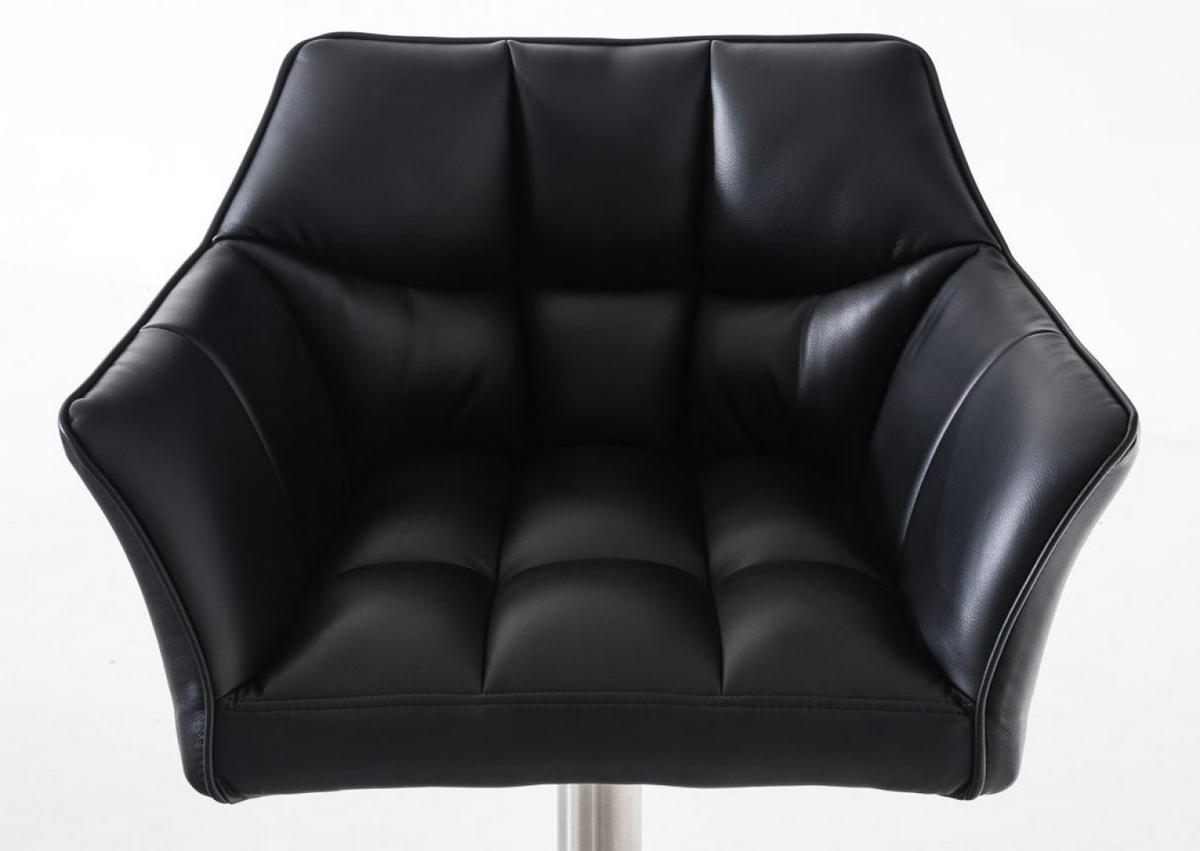 BARHOCKER 2er Set Lederlook Schwarz - Edelstahlfarben/Schwarz, Textil/Metall (64/88/45cm) - CLP
