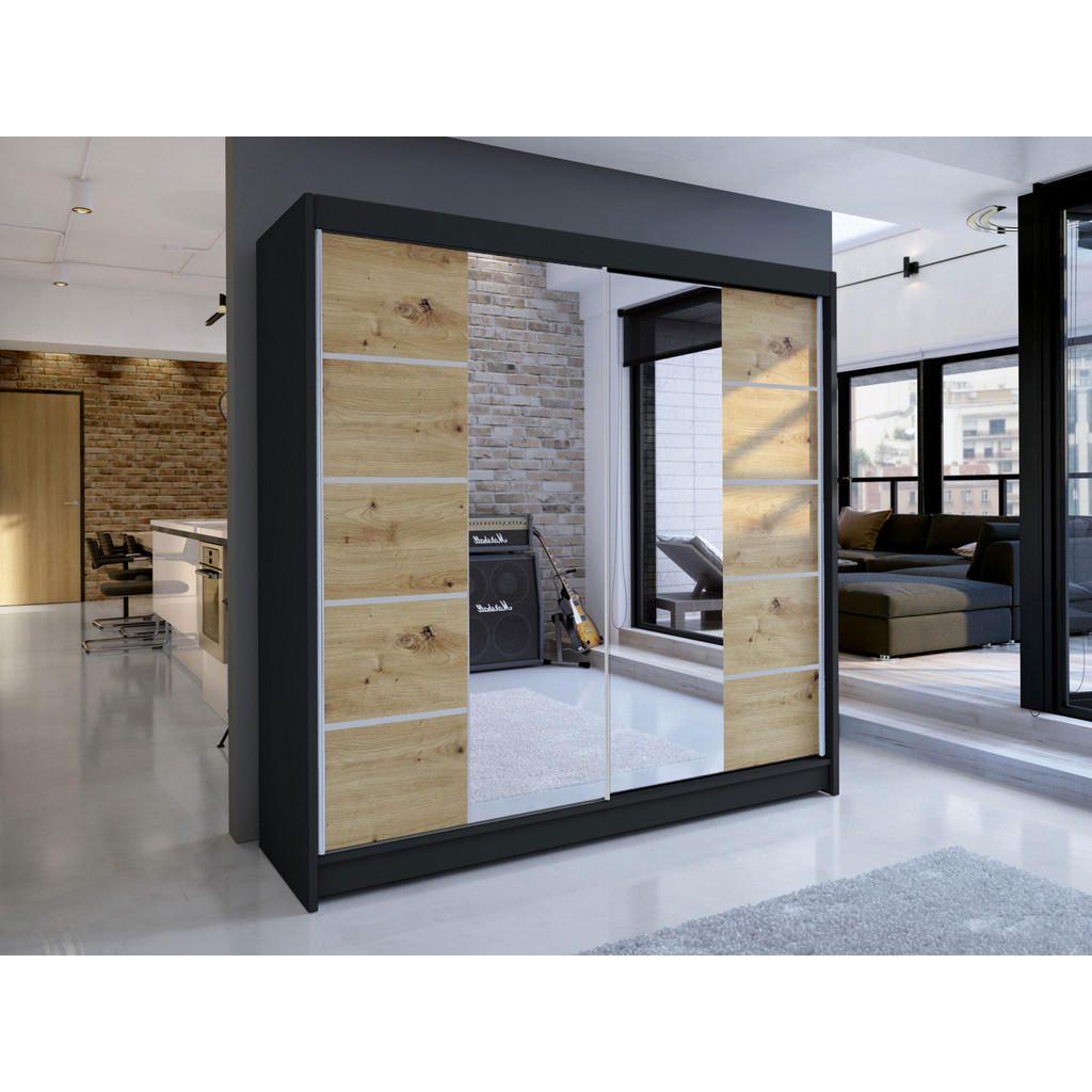 Thumbnail - Mirjan24 Schwebetürenschrank, Braun, Metall, Rechteckig, 180x215x58 cm, Schlafzimmer, Kleiderschränke, Schwebetürenschrä...