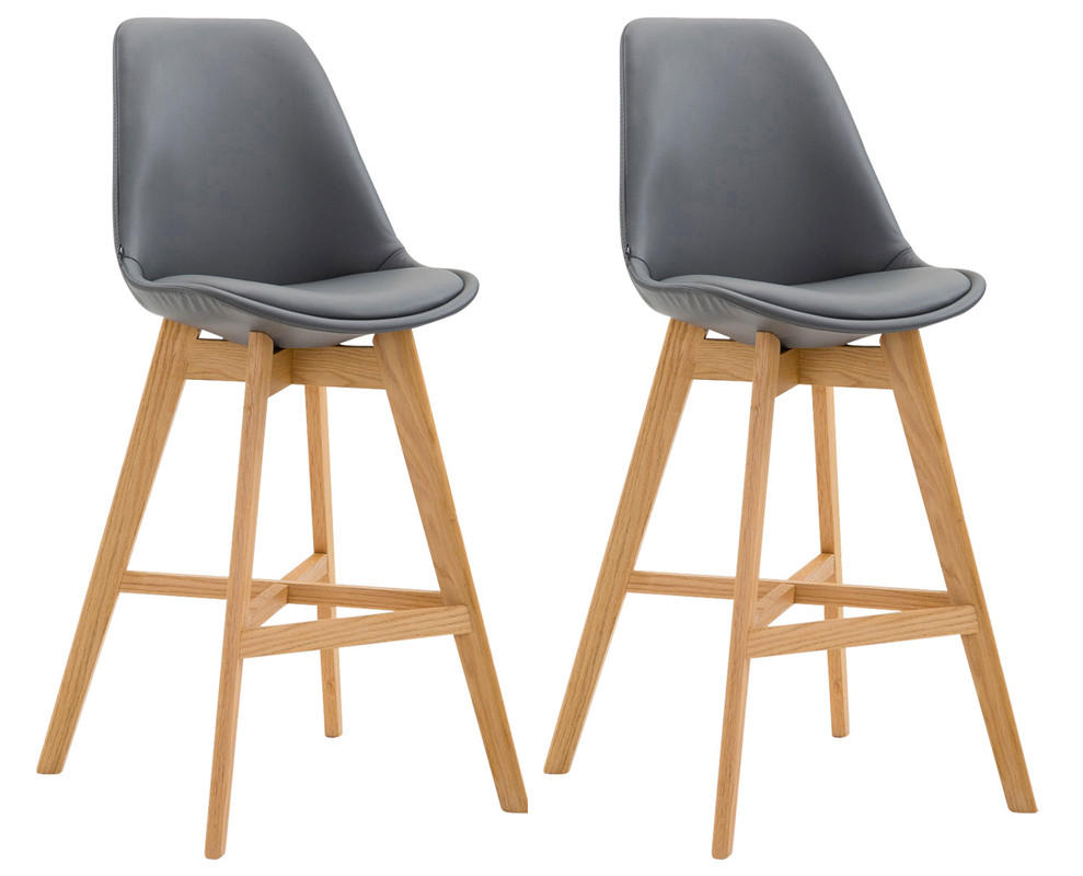 BARHOCKER 2er Set Dumir Kunstleder Grau - Grau, Leder (48/112/56cm) - DELUKE