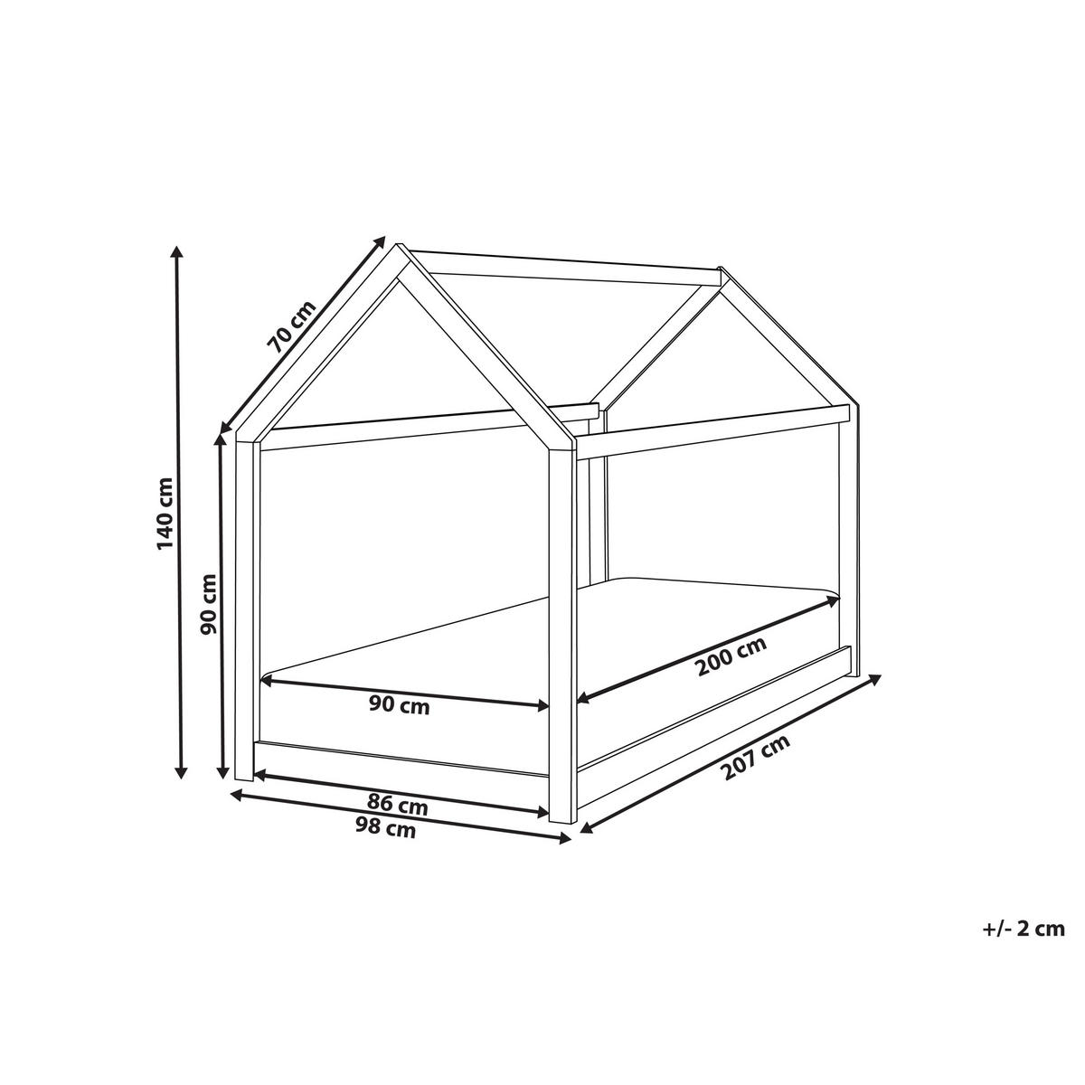 KINDER-HAUSBETT Grau 90-200 cm Tosse - Grau, Holz (90/200cm) - Beliani