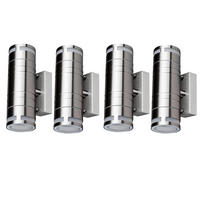 LED AUSSEN-WANDLEUCHTE Silber Metall 4er Set - Silberfarben, Glas (6/17.8/11cm)