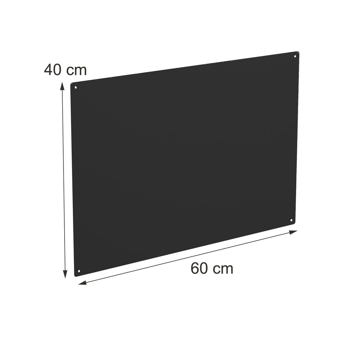MAGNETTAFEL Schwarz Stahl beschreibbar 60x40 cm - Schwarz, Metall (60/40/0.1cm) - Relaxdays