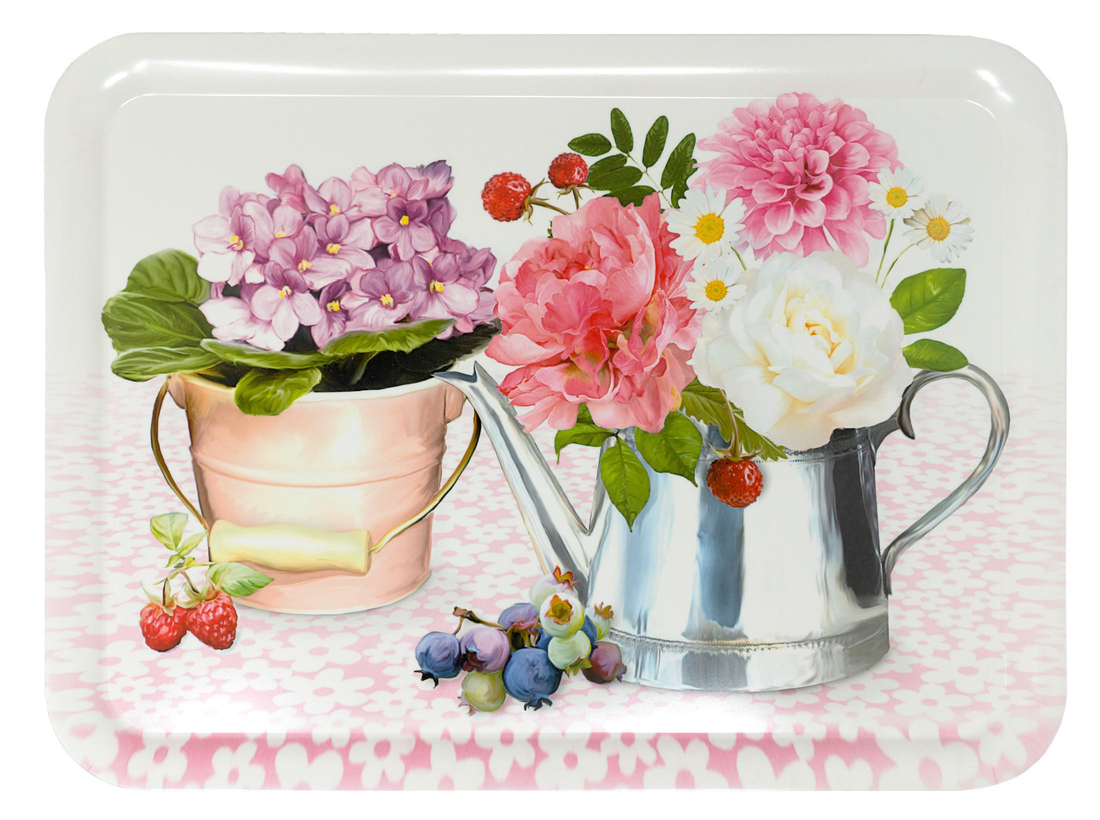TABLETT Pfingstrose, rechteckige Melamin Serviertablett 50x37 cm - Rosa, Kunststoff (37/2/50cm) - Lashuma