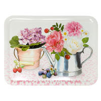 TABLETT Pfingstrose, rechteckige Melamin Serviertablett 50x37 cm - Rosa, Kunststoff (37/2/50cm) - Lashuma
