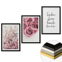WANDBILDER 3er-Set - 40x60 cm Schwarzer Rahmen - Blumensträuße aus Rosen mit einer Inschrift - Schwarz, Kunststoff (40/60cm) - ArtPrintCave