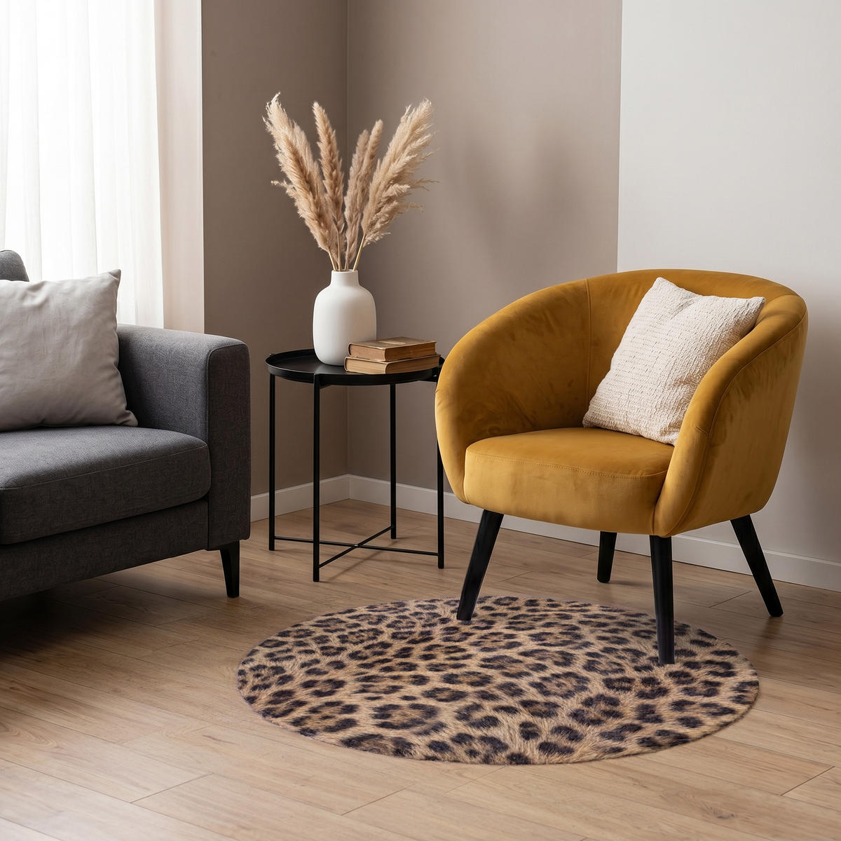 TEPPICH - Leopard - Mantel - Klassisch - Braun - 90x90 cm - Braun, Kunststoff/Textil (90/0.4cm) - OnlyWow
