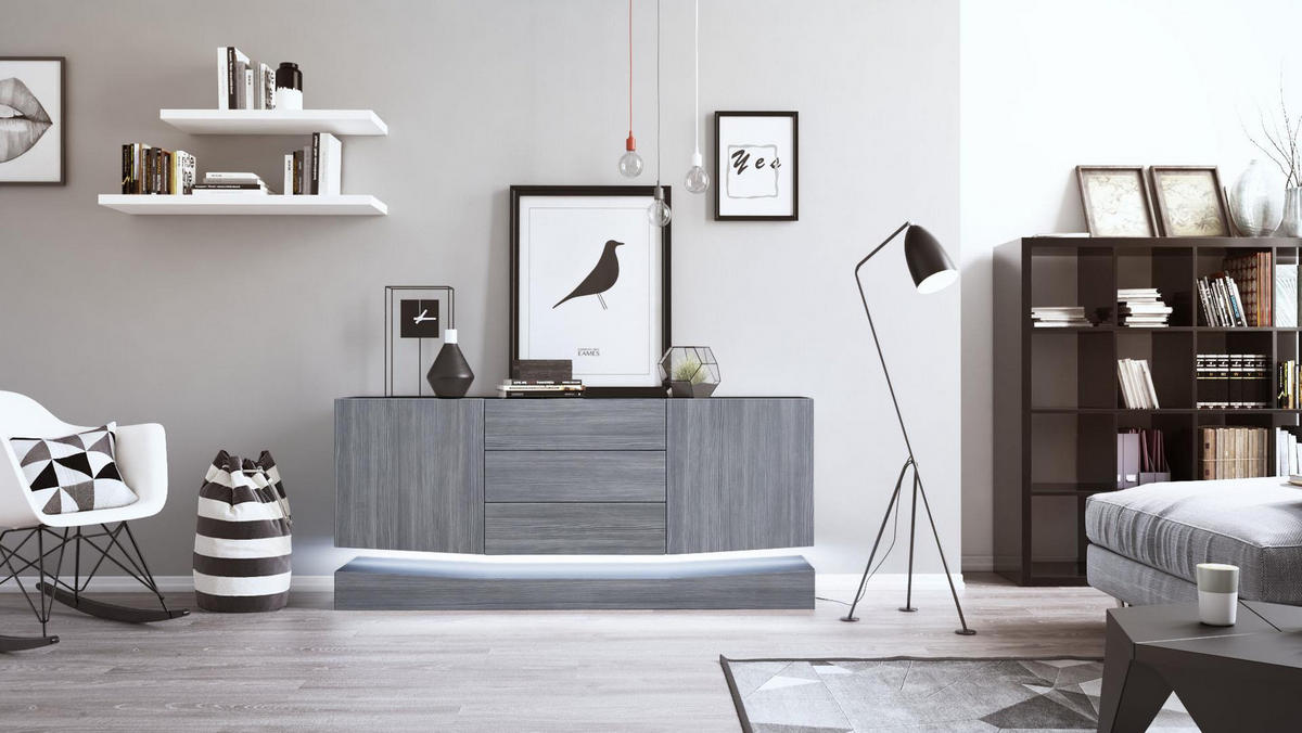 SIDEBOARD City Fronten in Avola-Anthrazit - Anthrazit, Holzwerkstoff (178/82/39cm) - Vladon