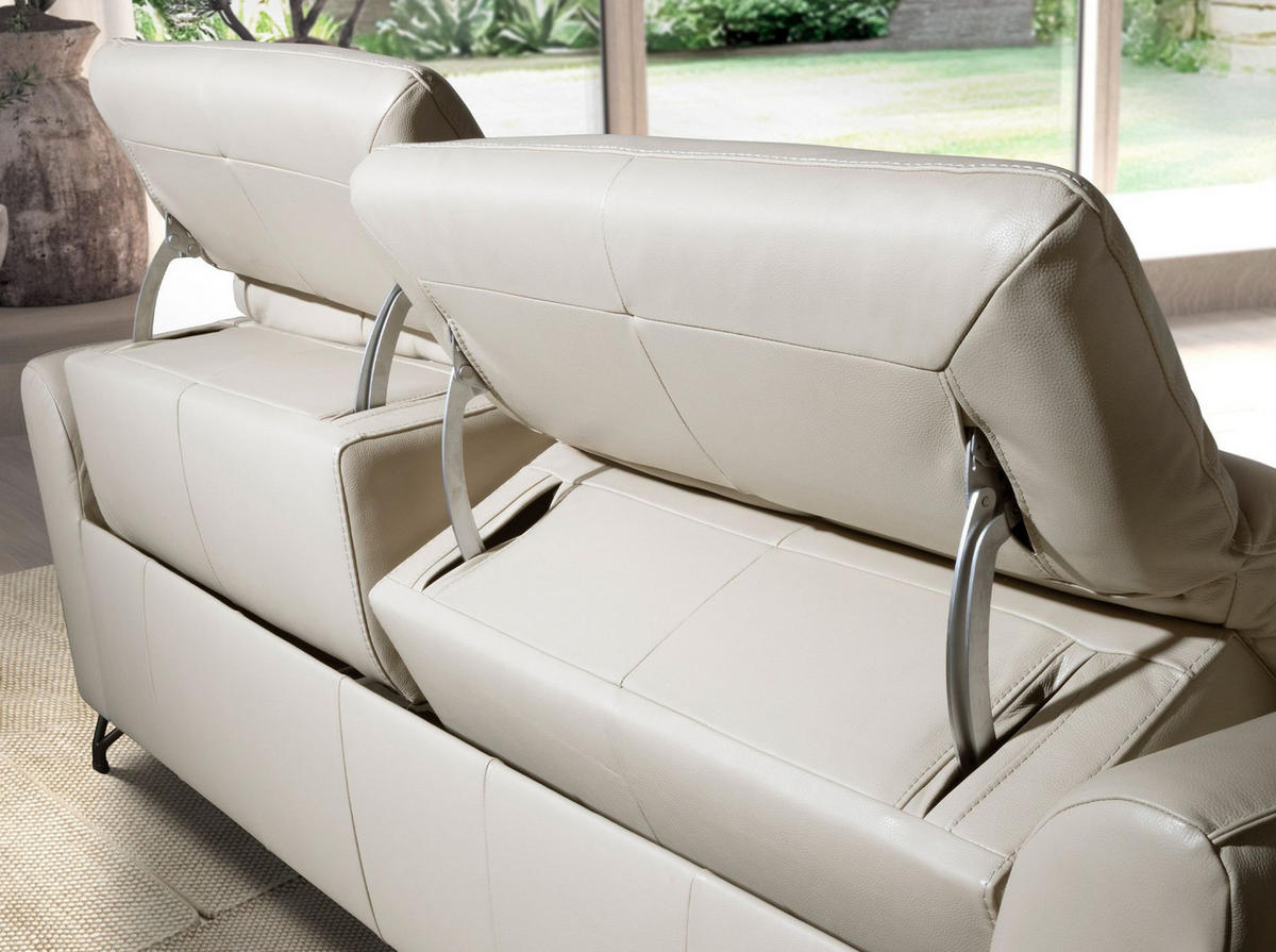 SOFA Klassisch Sandfarbe Geschwärzter Stahl 164/111/104 cm - Beige, Leder/Metall (164/104/111cm) - ANGEL CERDA
