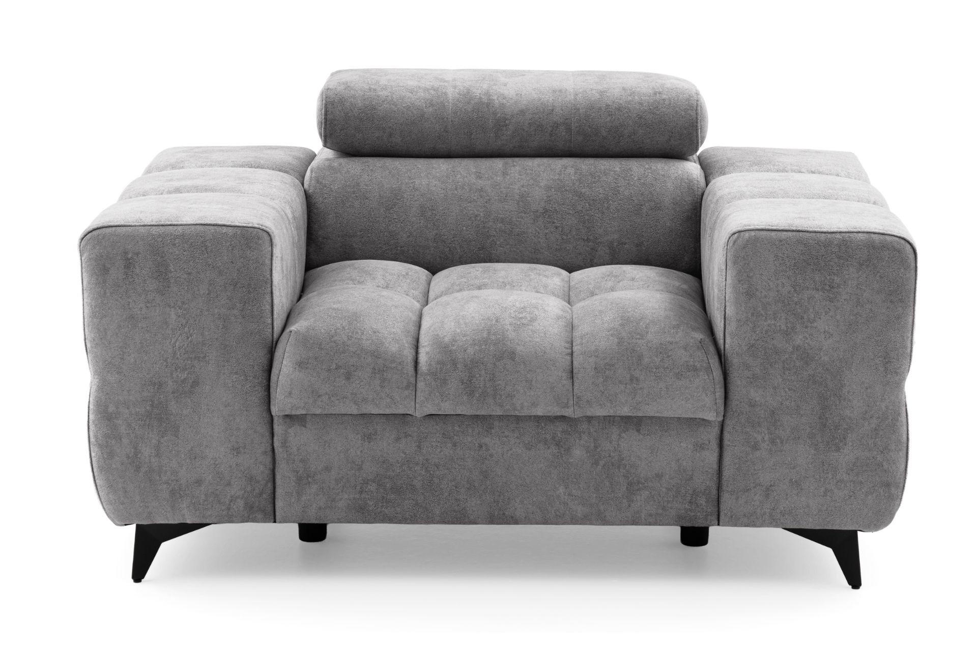 SESSEL PUDDING mit verstellbare Kopfstütze Velours Grau - Schwarz/Grau, Holz/Textil (140/93/100cm) - Muffo