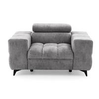 SESSEL PUDDING mit verstellbare Kopfstütze Velours Grau - Schwarz/Grau, Holz/Textil (140/93/100cm) - Muffo