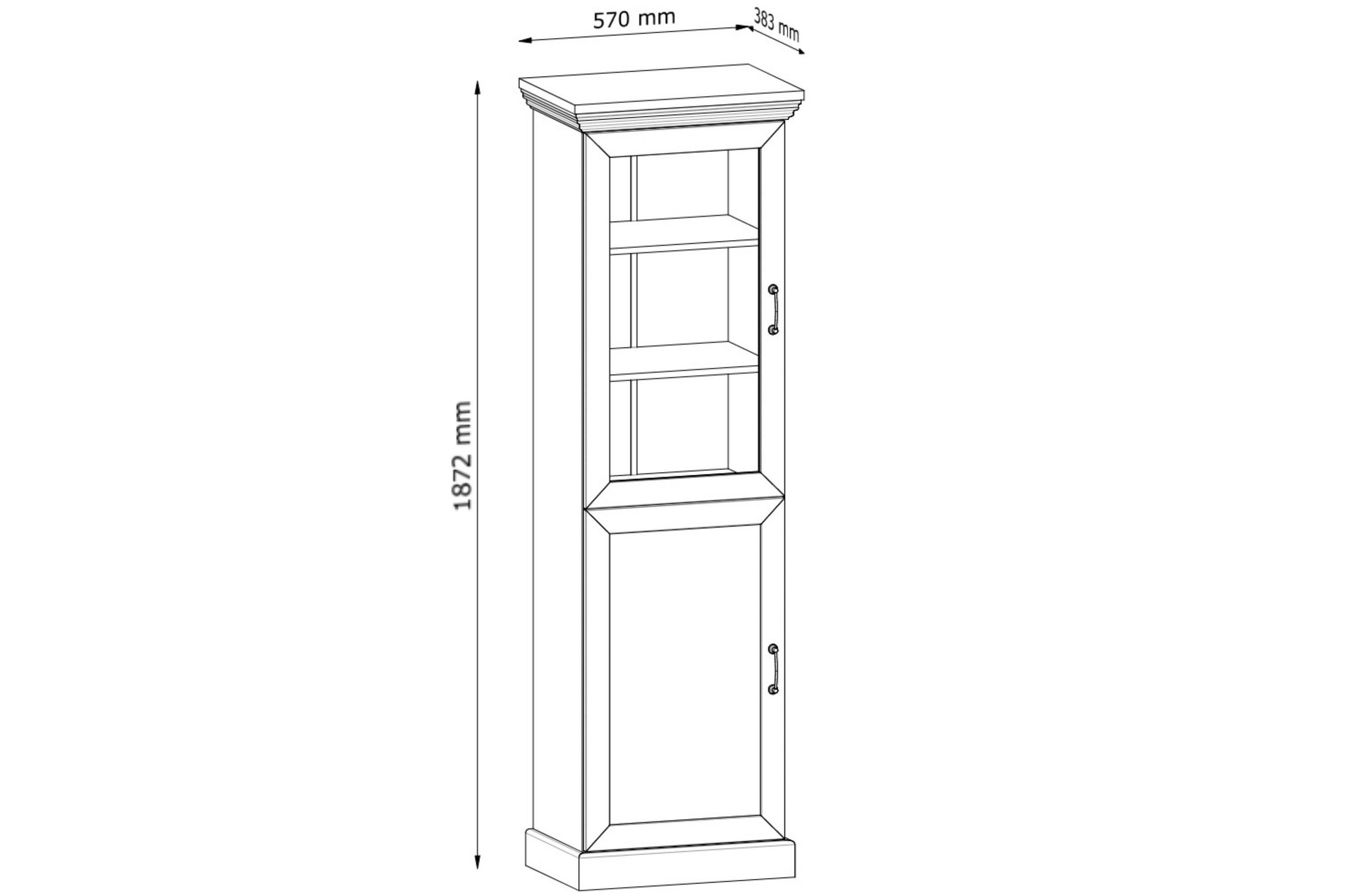 Thumbnail - Konsimo® Vitrinenschrank, Creme, Eiche, Holz, Rechteckig, 57x187x39 cm, Hergestellt in Europa, Wohnzimmer, Wohnwände, Vi...