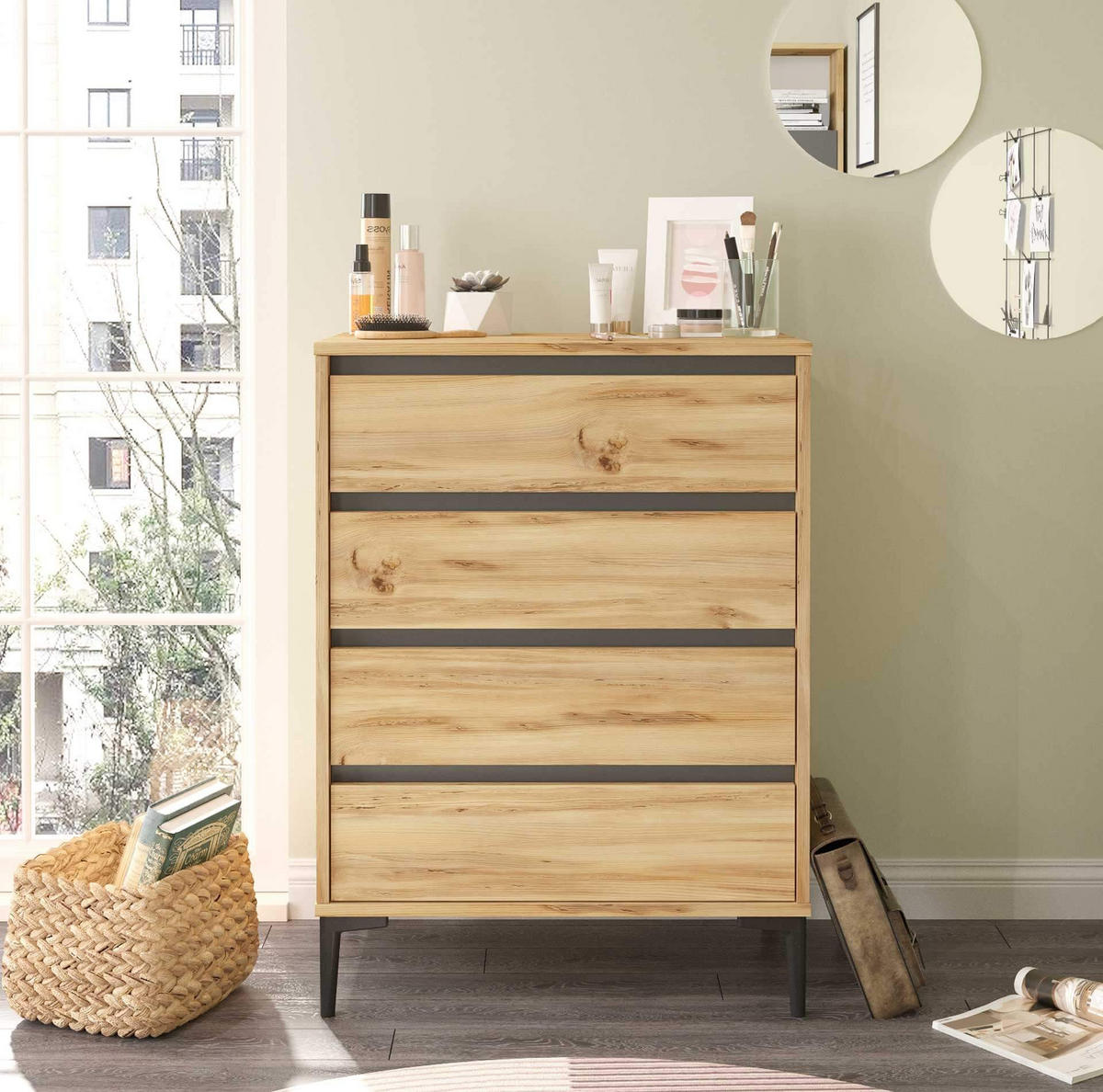 KOMMODE 72/45/98,5 cm - Braun, Holz (72/98.5/45cm) - Mobili Rebecca