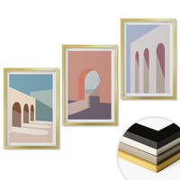 WANDBILDER 3er Set - 40x60 cm Goldrahmen - Architekturgrafiken in Pastellfarben - Goldfarben, Kunststoff (40/60cm) - ArtPrintCave