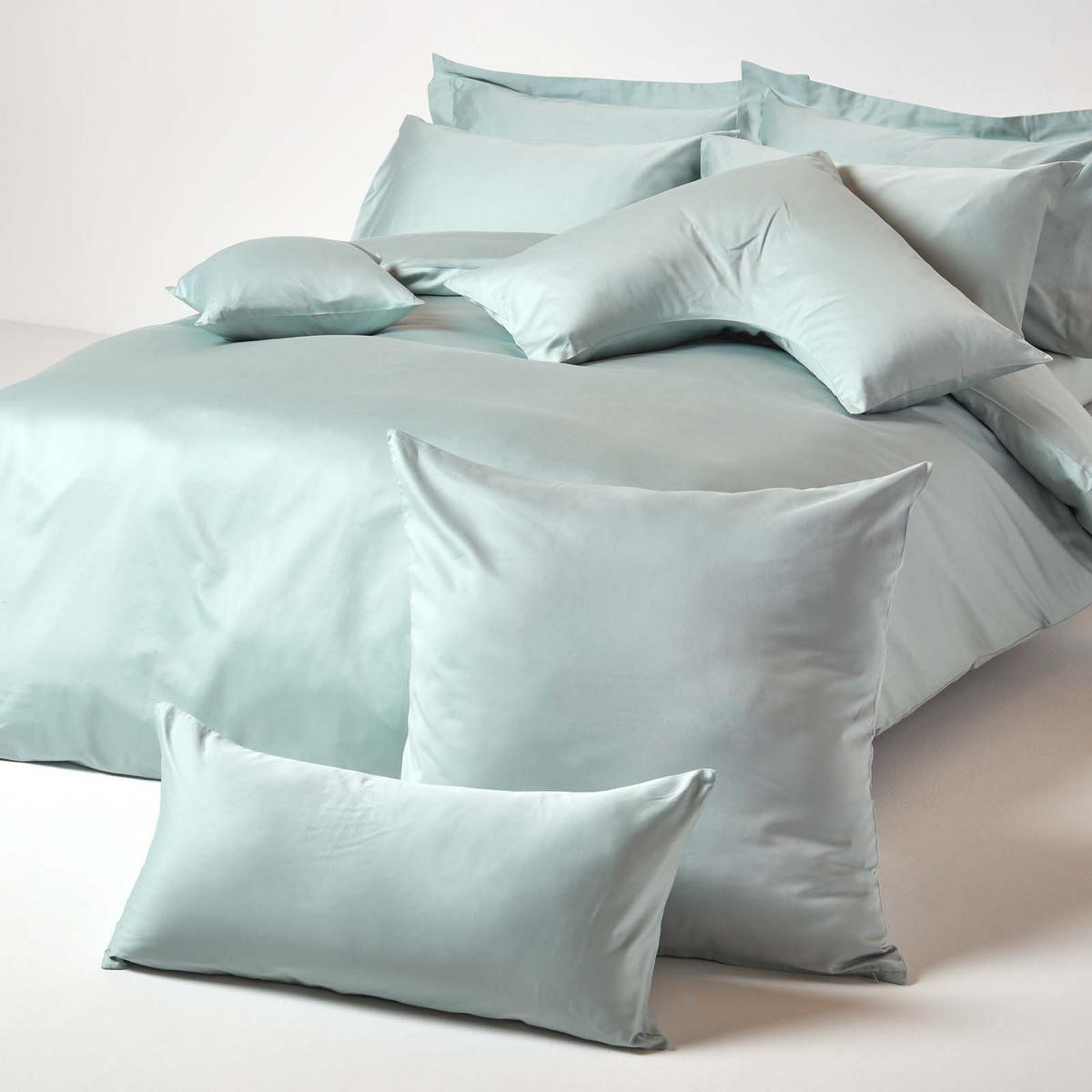 BIO-KISSENBEZUG Satin, Fadendichte 400 - Hellblau, Textil (40/80cm) - Homescapes