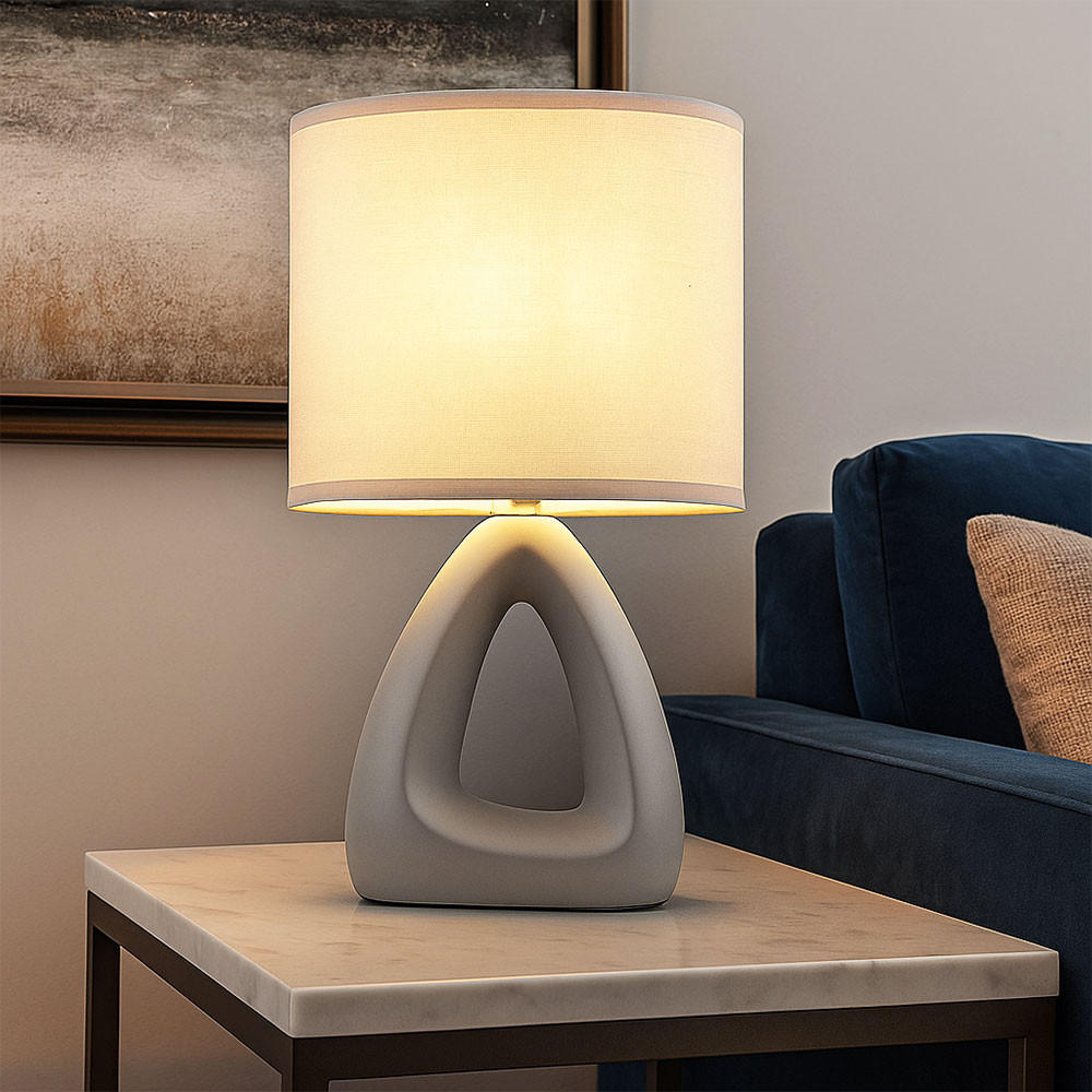 TISCHLEUCHTE Keramik Grau Textil - Grau, Textil (17/10/30cm) - Globo Lighting