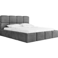 POLSTERBETT Tivio mit Bettkasten, Grau Samt 140x200 cm - Birkefarben/Schwarz, Holz/Holzwerkstoff (140/200cm) - WFL GROUP