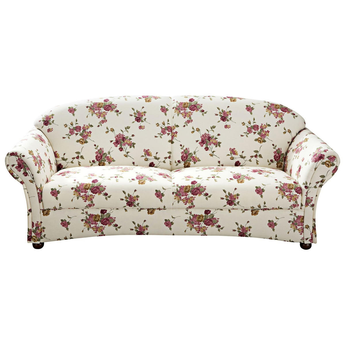 SOFA Landhaus 2,5-Sitzer Kama Bezug Flachgewebe Blumenmuster 3 - Beige, Kunststoff (202/85/81cm) - 58aufmkessel