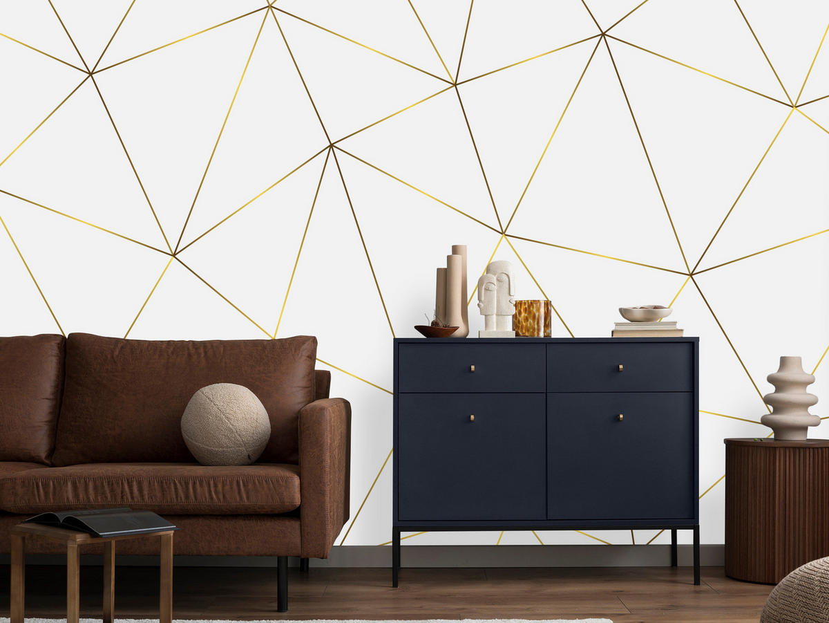 FOTOTAPETE Geometrische Abstraktion Glamour Stil 250x175 - Gelb/Beige, Papier (250/175cm) - Muralo