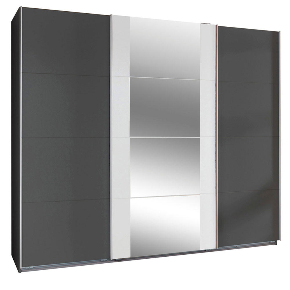 SCHWEBETÜRENSCHRANK Bern Graphit / Weiß 270 / 64 / 210cm - Weiß/Grau, Holz/Holzwerkstoff (270/210/64cm) - Wimex