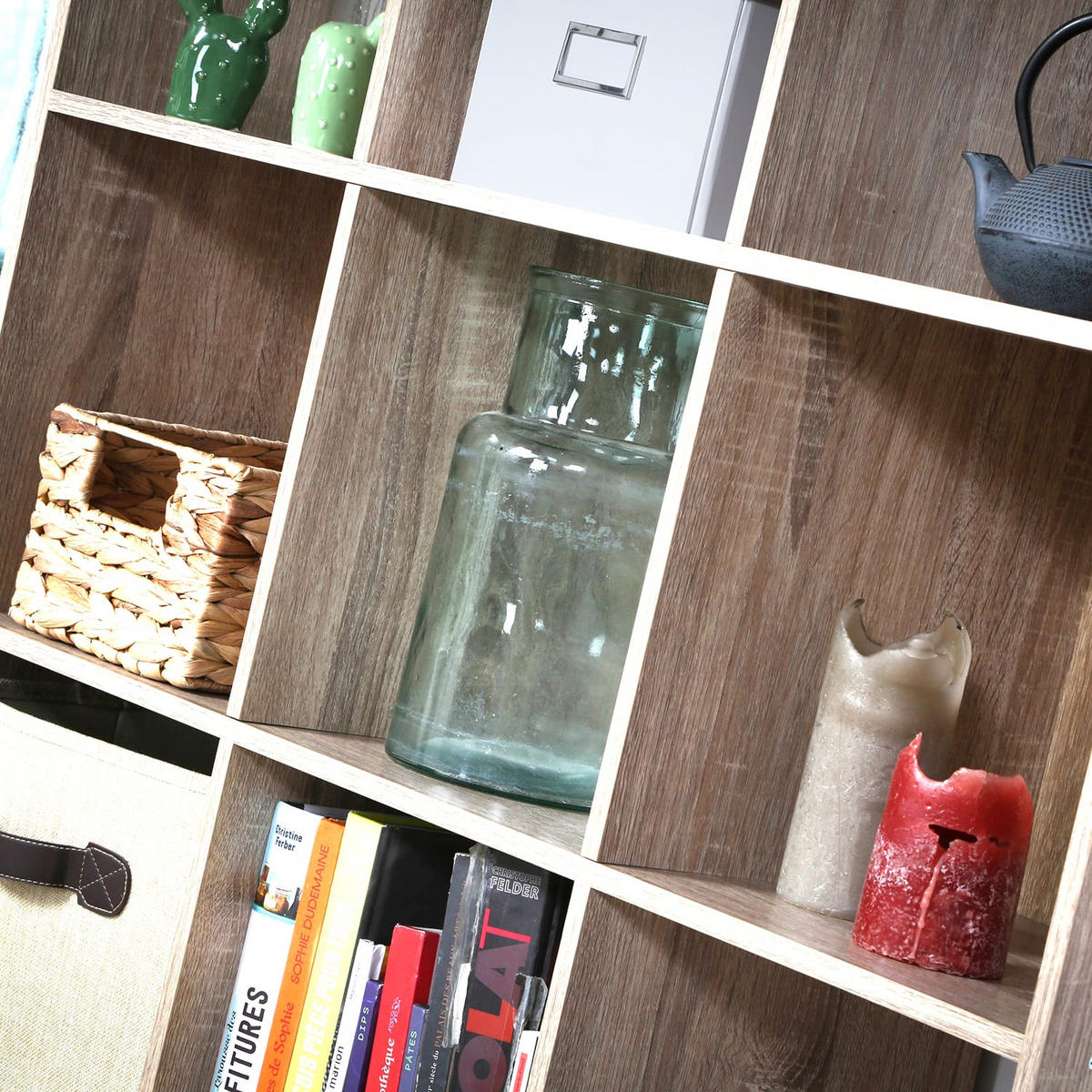 AUFBEWAHRUNGSREGAL mit 12 Fächern - L93 x H124 cm - Apfelbaumfarben, Holzwerkstoff (29.8/124.2/93.3cm) - Calicosy