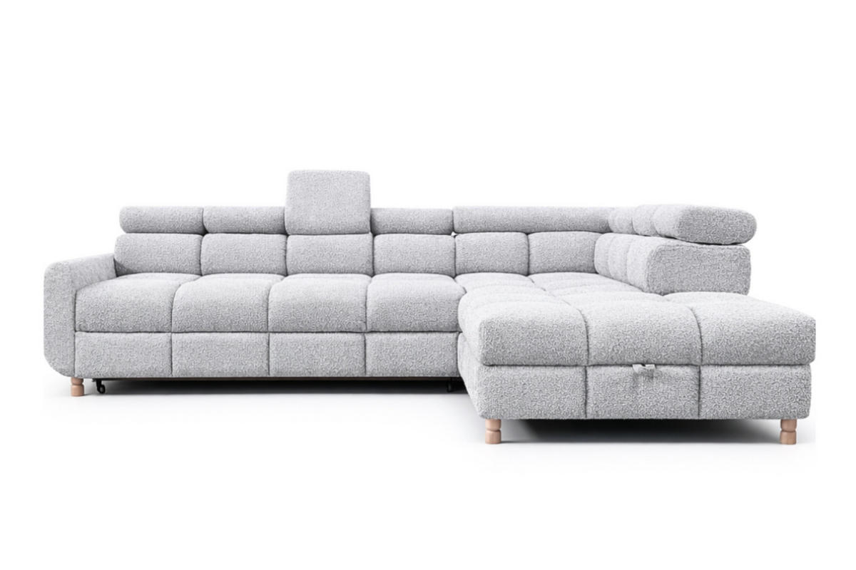 ECKSOFA - BUN - Hellgrau - Arena 15 - Rechts - Hellgrau, Holzwerkstoff (276/209cm) - Möblo