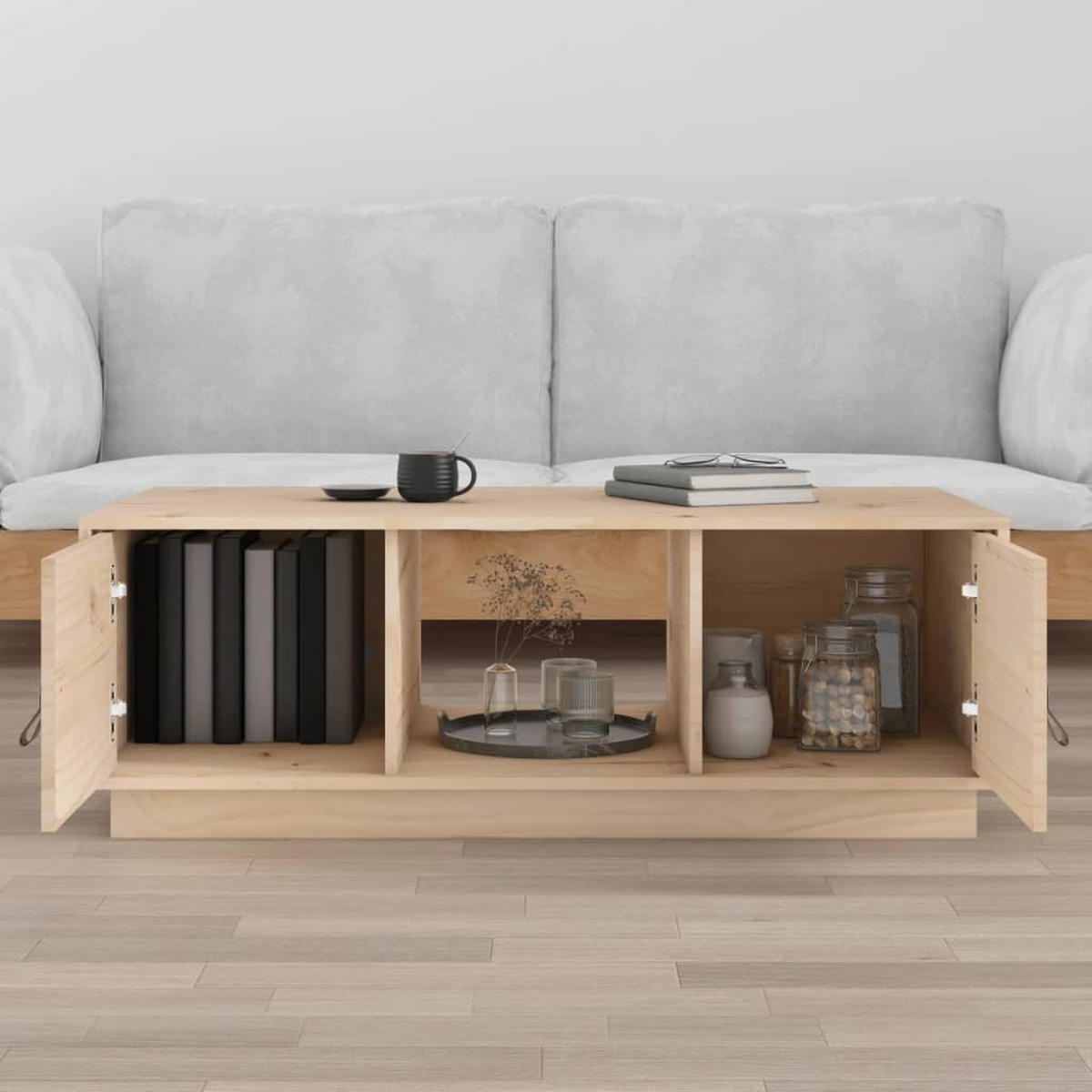 COUCHTISCH 100x50x35 cm Massivholz Kiefer - Hellbraun, Holz (100/50/35cm) - furnicato