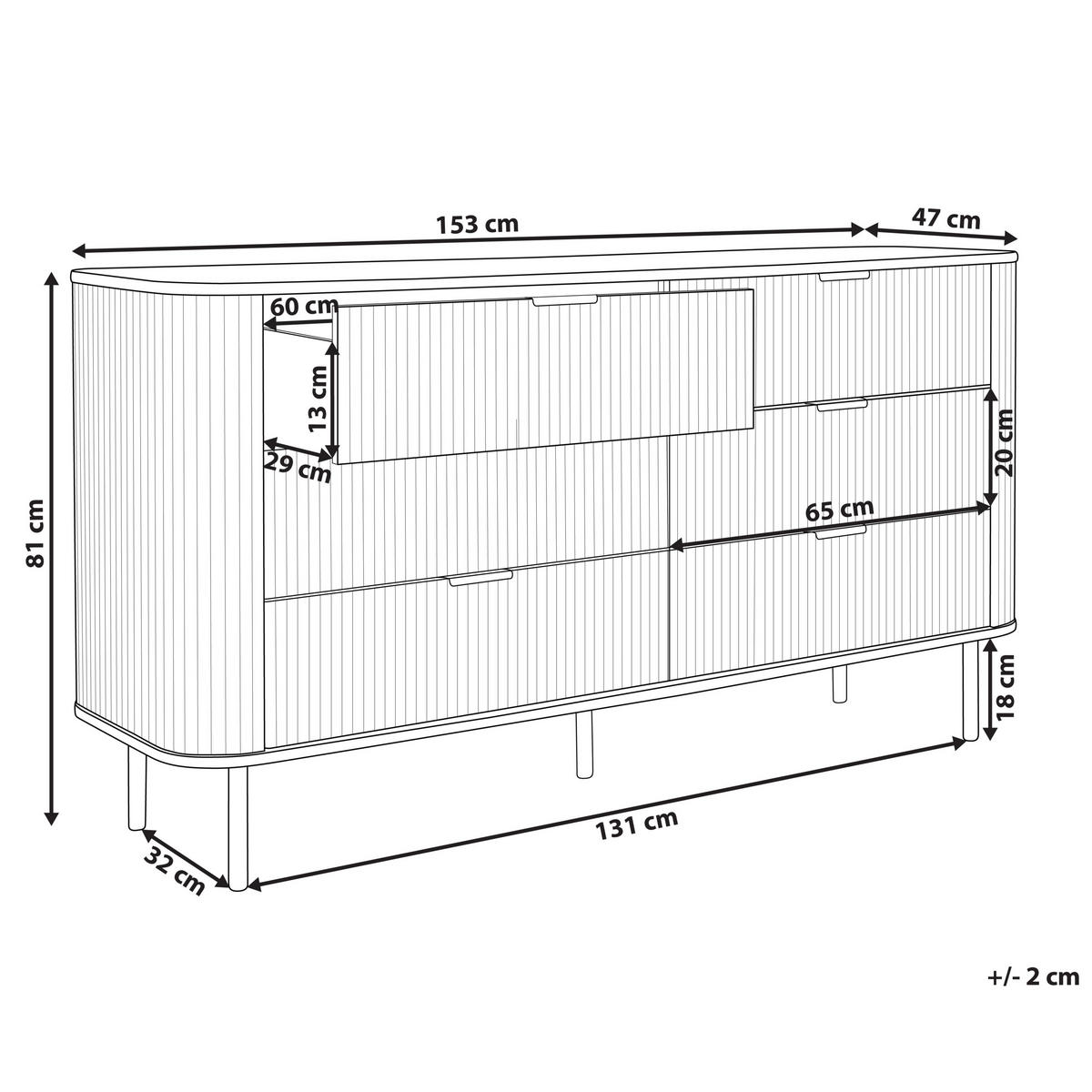 KOMMODE mit 6 Schubladen Braun Bradley - Schwarz/Braun, Holzwerkstoff (153/81/47cm) - Beliani