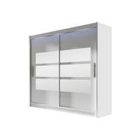 KLEIDERSCHRANK London III 180, mit RGB LED Beleuchtung - Silberfarben/Weiß, Holzwerkstoff/Kunststoff (180/215/58cm) - MIRJAN24