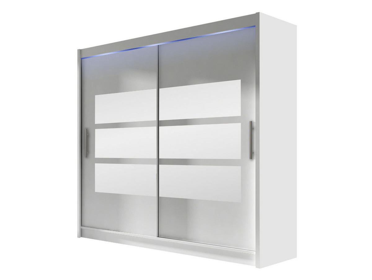 KLEIDERSCHRANK London III 180, mit RGB LED Beleuchtung - Silberfarben/Weiß, Holzwerkstoff/Kunststoff (180/215/58cm) - MIRJAN24