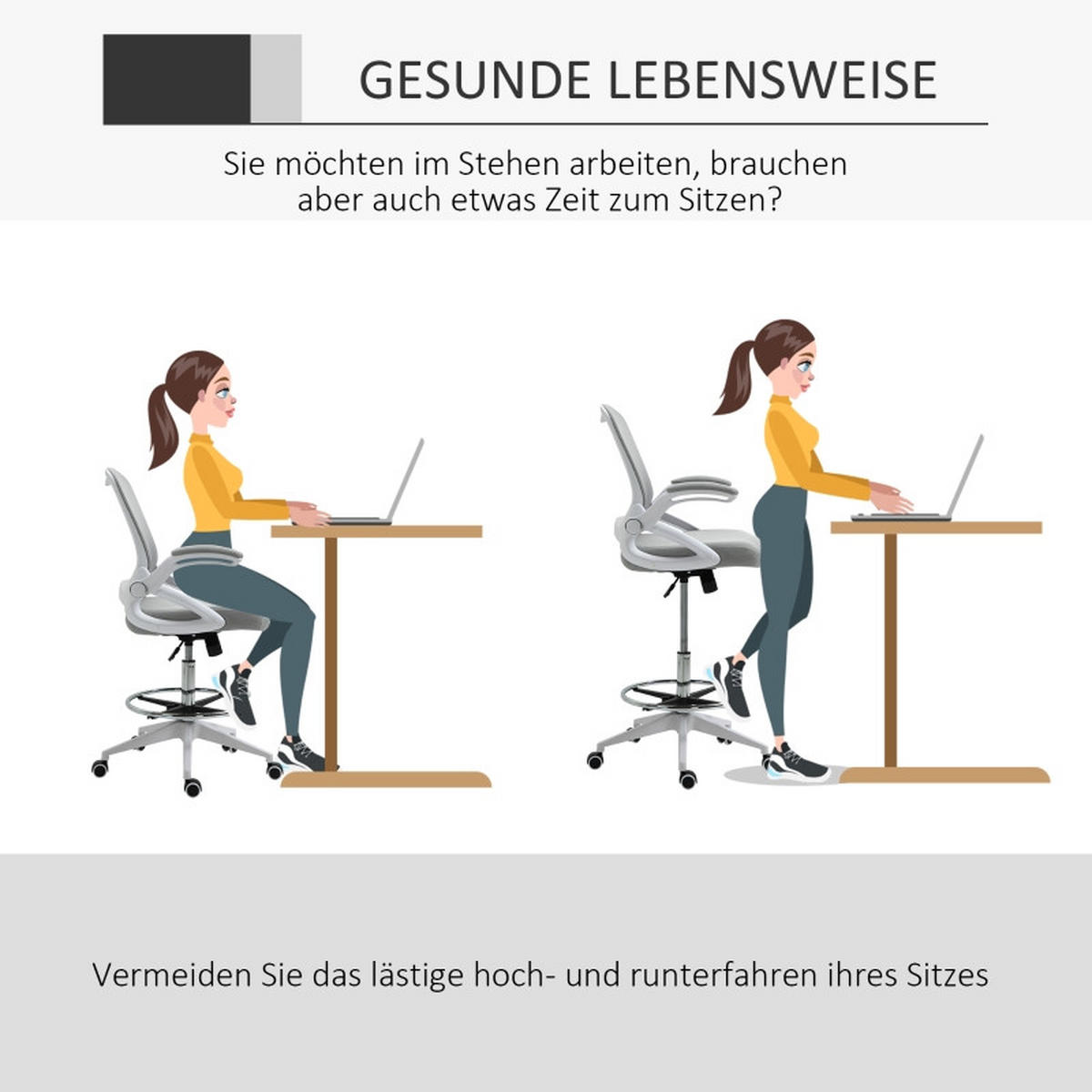 DREHSTÜHLE Netzstoff Fußring Wippfunktion Hellgrau - Grau, Metall (60/126/64cm) - SHOPENTRA